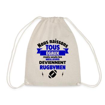 Nous naissons égaux rugbymen, fête des pères - Sac de sport léger - nature - Devant