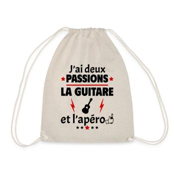 J'ai deux passions guitare apéro fête des pères - Sac de sport léger - nature - Devant