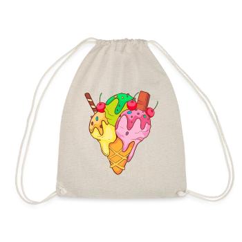Eis Speiseeis Eiskrem Eiscreme Kugeleis Eisbecher - Turnbeutel - Natur - Vorne