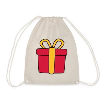 Geschenk - Frohe Weihnachten, Merry Cristmas, Xmas - Turnbeutel - Natur - Vorne