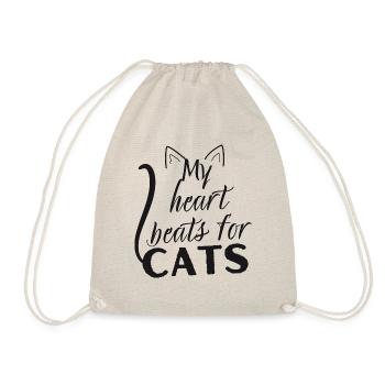 My heart beats for cats - Gift Humor Cat - Drawstring Bag - nature - Front