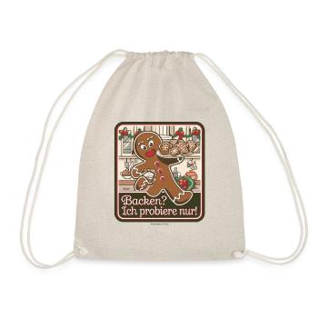 Lustiger Lebkuchenmann-Backspaß - Turnbeutel - Natur - Vorne