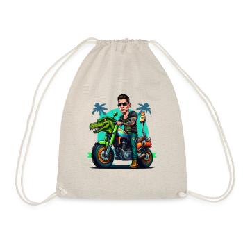Biker, Crocodile Motorcycle, Florida, Summer, Sun - Drawstring Bag - nature - Front