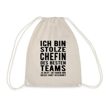 Ich bin stolze Chefin des besten Teams - Spruch - Turnbeutel - Natur - Vorne