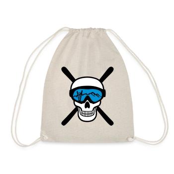 Ski und Totenkopf mit Skibrille, skifahren - Turnbeutel - Natur - Vorne