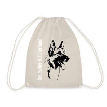 Deutscher Schäferhund Portrait mit Schrift, rechts - Turnbeutel - Natur - Vorne