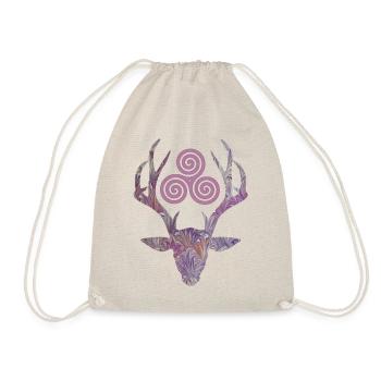 hirschkopf e 236 with triskele - Drawstring Bag - nature - Front