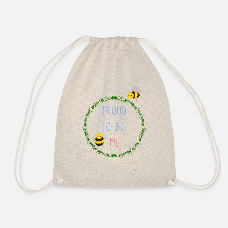 proud to bee me - Drawstring Bag - nature