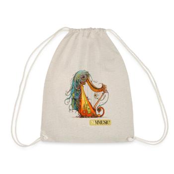 Cute Monster Music Harfe Instrument Monster - Turnbeutel - Natur - Vorne