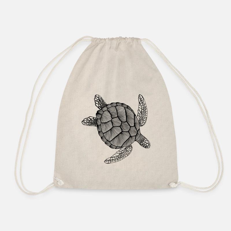 Schildkröte Line Art - Turtle - Turnbeutel - Natur