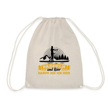 Paddeln & Bier - darum bin ich hier - SUP Spruch - Turnbeutel - Natur - Vorne