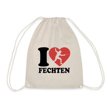 I Love Fechten - Herz - Sport - Turnbeutel - Natur - Vorne