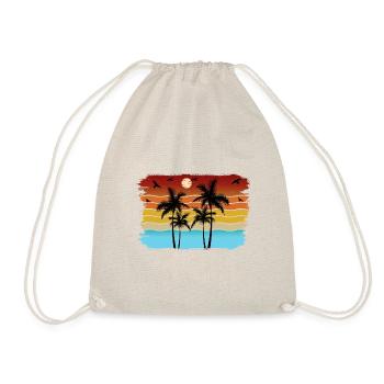 Sunset beach summer gift beach retro - Drawstring Bag - nature - Front