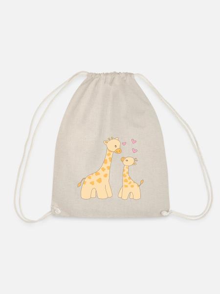 Giraffe mit Welpe - Turnbeutel - Natur