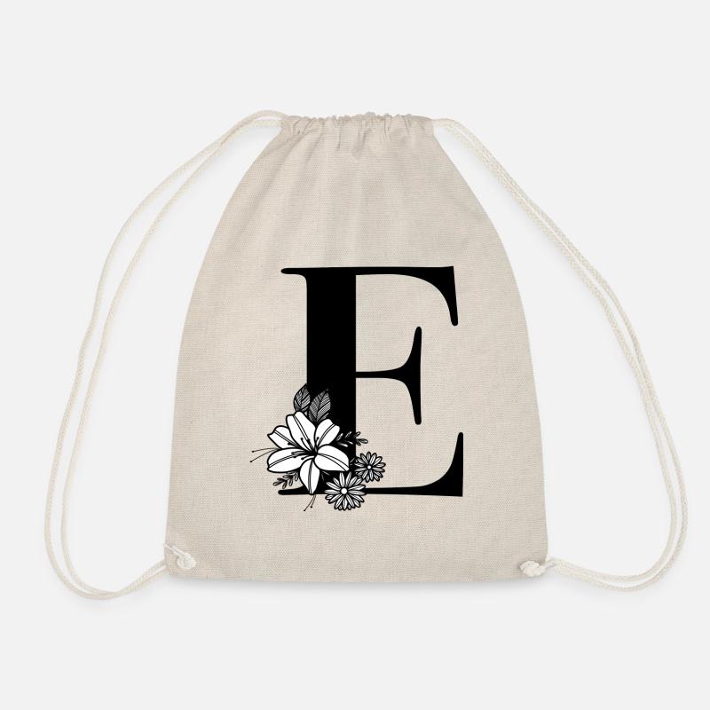 Letter E - Drawstring Bag - nature