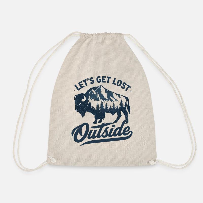 Let's Get Lost Outside - Nature Adventure Buffalo - Drawstring Bag - nature