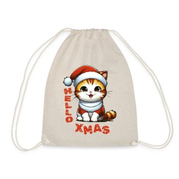 Hello Xmas - Mignon chat de Noël dans un costume de Père Noël - Sac de sport léger - nature - Devant