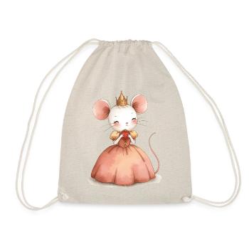 Maus Prinzessin im rosa Kleid Kinderdesign - Turnbeutel - Natur - Vorne