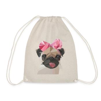 Mops mit Schleife - Turnbeutel - Natur - Vorne
