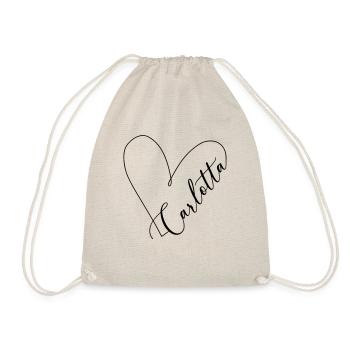 Carlotta Name Heart Line - Drawstring Bag - nature - Front