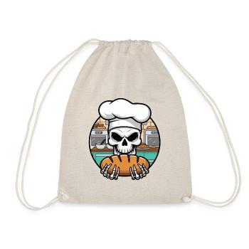 Lustiger Bäcker Skull mit Brot. Alter Mann backt - Turnbeutel - Natur - Vorne