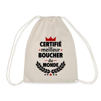 Certifié meilleur boucher du monde,cadeau de noël - Sac de sport léger - nature - Devant