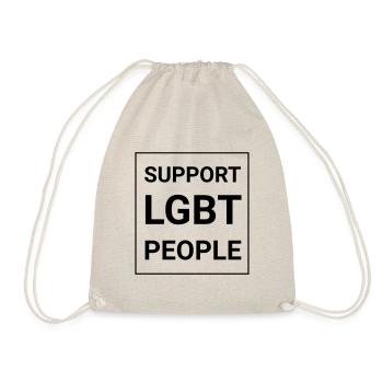 Support LGBT People B/W black - Turnbeutel - Natur - Vorne