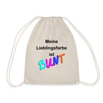Meine Lieblingsfarbe ist BUNT (3D, schw) - Turnbeutel - Natur - Vorne