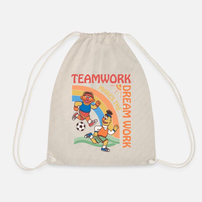 Sesamstraße Design Teamwork Mit Ernie Und Bert - Turnbeutel - Natur