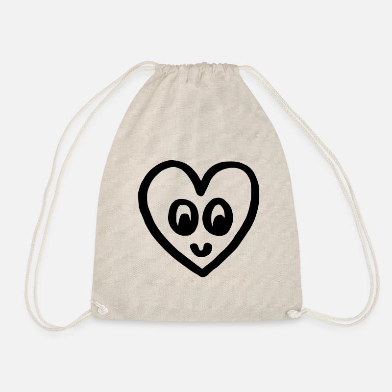 Smiling heart - Drawstring Bag - nature
