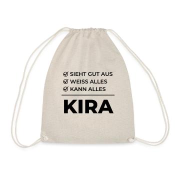 Kira Geschenk Lustiger Spruch Kann Alles - Turnbeutel - Natur - Vorne