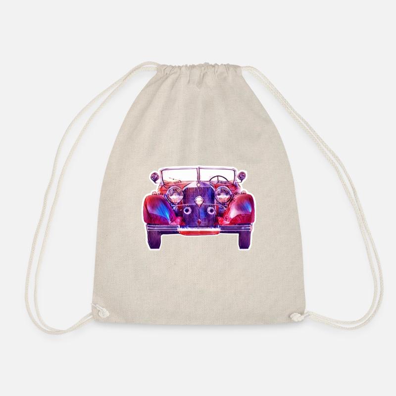 Red-Blue Classic Classic Car - Drawstring Bag - nature