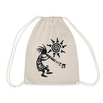 Native American Kokopelli Musican With Flute 2 - Drawstring Bag - nature - Front
