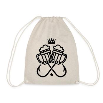 fish hook fishing beer - Drawstring Bag - nature - Front