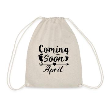baby is coming soon April - Drawstring Bag - nature - Front