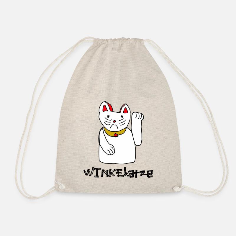 beckon cat happiness design - Drawstring Bag - nature