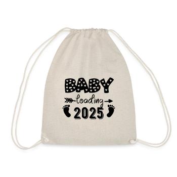 Baby loading 2025, baby coming 2025 - Drawstring Bag - nature - Front