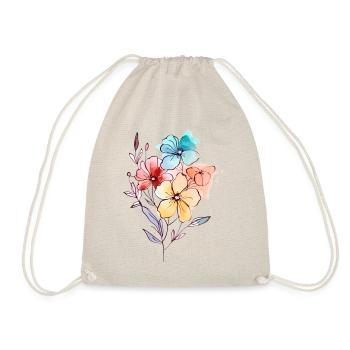 Blumen Wildblumen Wasserfarben pastell - Turnbeutel - Natur - Vorne