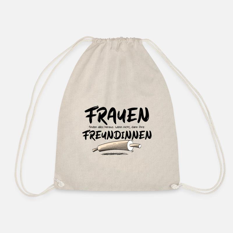 Frauen finden alles heraus, dunkler Text - Turnbeutel - Natur