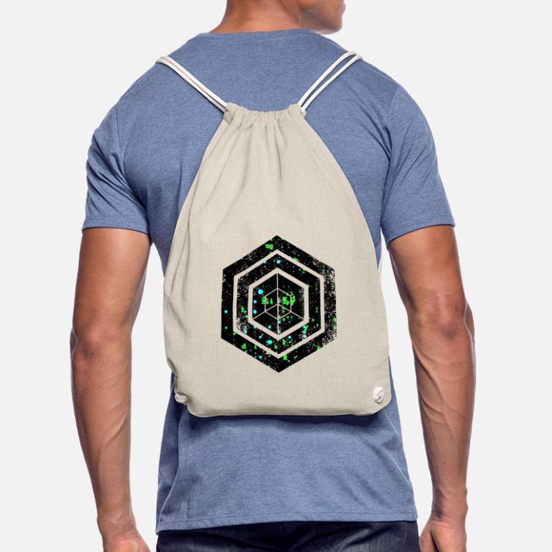 hexagon programming programmer coding geometric Drawstring Bag
