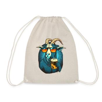 Cooler Bock mit Sonnenbrille und Bier - Turnbeutel - Natur - Vorne