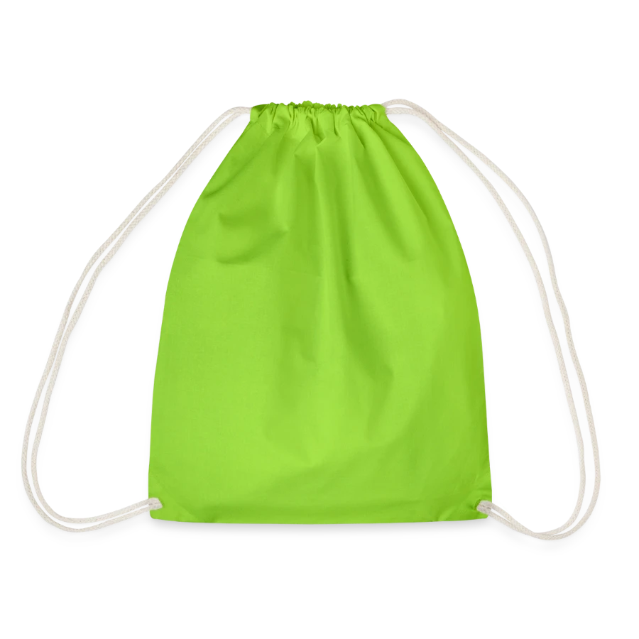 Moon Bay badge on a drawstring bag, neon green, back