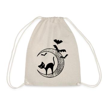 HALLOWEEN SCHWARZE KATZE - Turnbeutel - Natur - Vorne