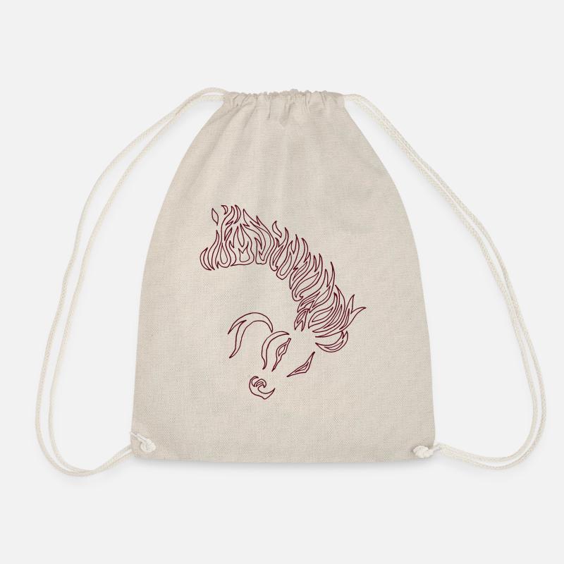 Flames Fire Horse Metallic Burn Head Gift - Drawstring Bag - nature