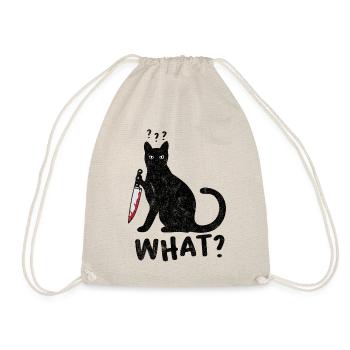 Chat Quoi? Drôle de chat noir avec couteau, Halloween - Sac de sport léger - nature - Devant