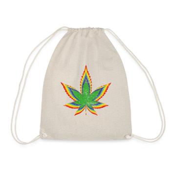 Hemp leaf rainbow colorful cannabis marijuana - Drawstring Bag - nature - Front