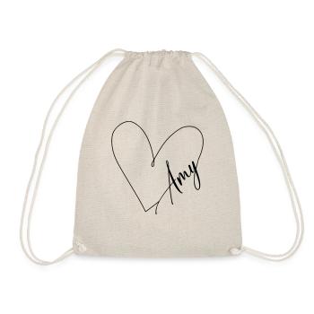 Amy Name Heart Line - Drawstring Bag - nature - Front
