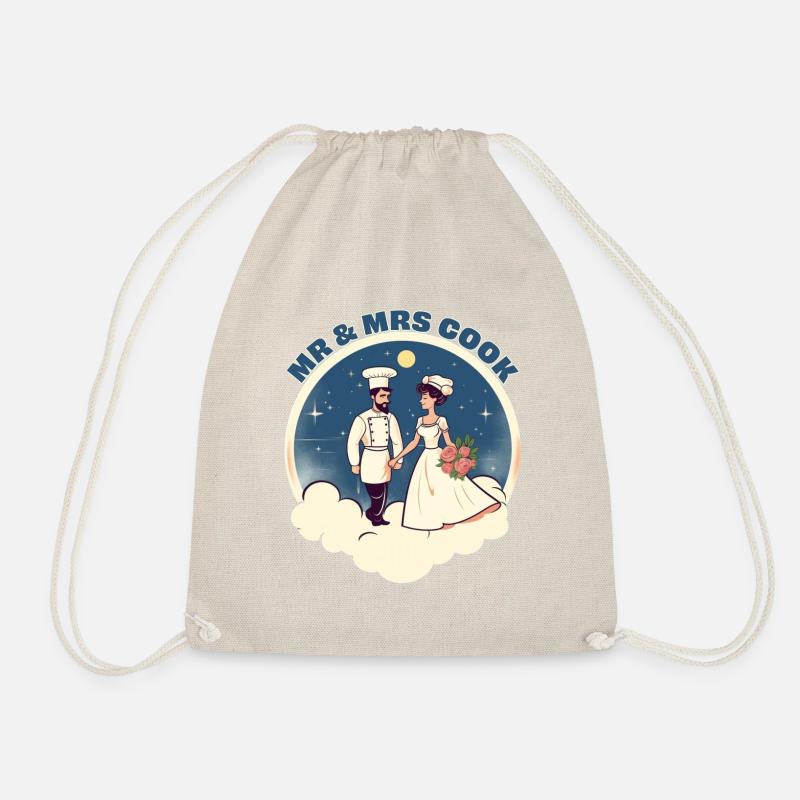 Mr. & Mrs. Cook honeymooning. - Drawstring Bag - nature