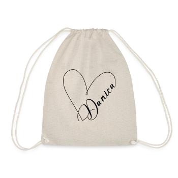 Danica Name Heart Line - Drawstring Bag - nature - Front