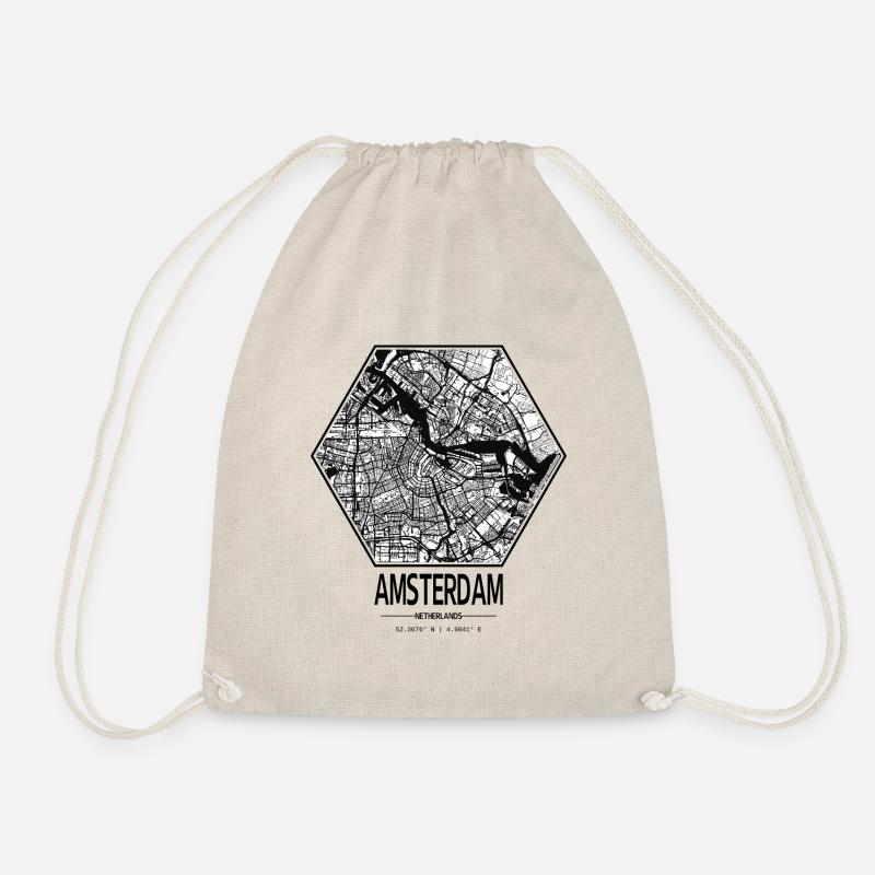 Amsterdam City Map (White) - Turnbeutel - Natur